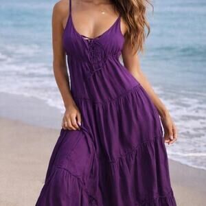 Purple tiered maxi dress